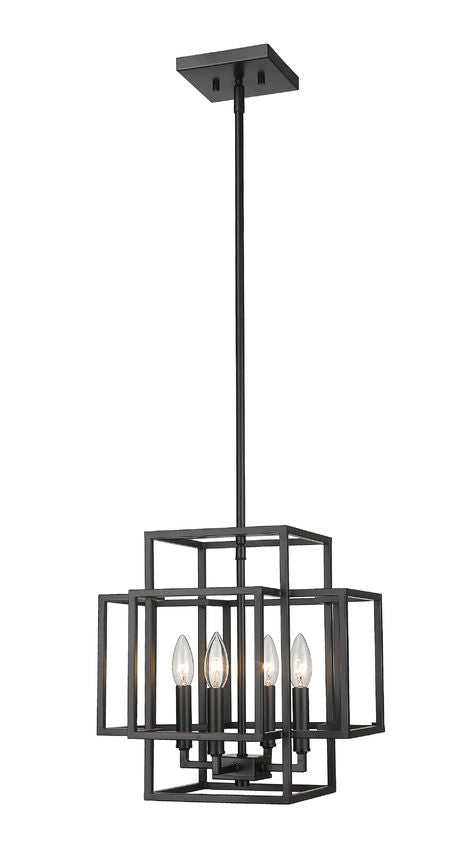 Z-Lite Titania 14" 4-Light Matte Black Steel Pendant Light