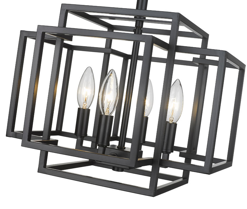 Z-Lite Titania 14" 4-Light Matte Black Steel Semi Flush Mount