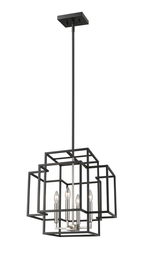 Z-Lite Titania 18" 4-Light Black and Brushed Nickel Steel Pendant Light
