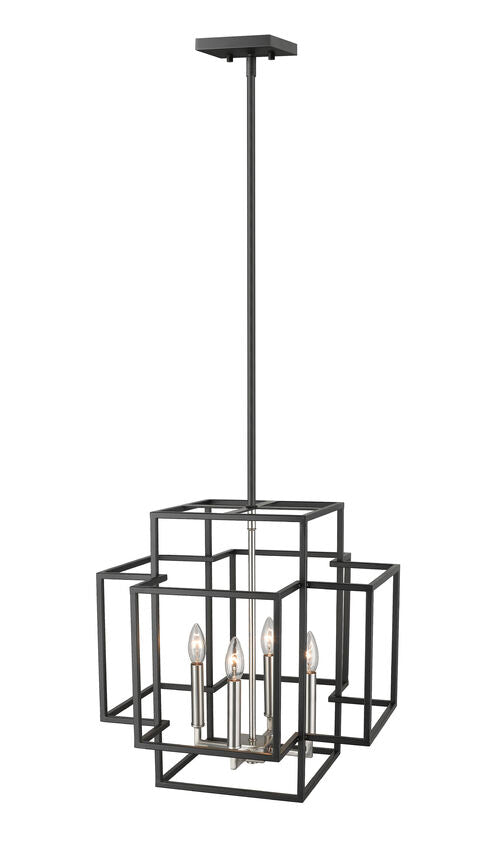 Z-Lite Titania 18" 4-Light Black and Brushed Nickel Steel Pendant Light