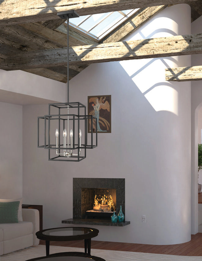Z-Lite Titania 18" 4-Light Black and Brushed Nickel Steel Pendant Light