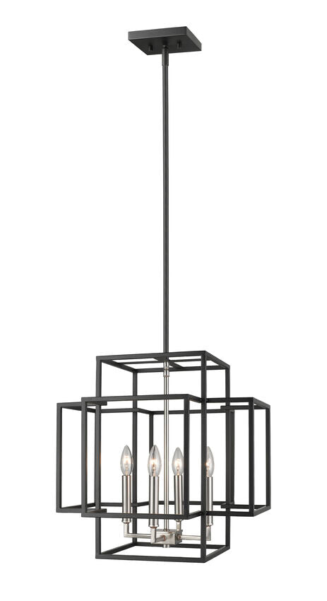 Z-Lite Titania 18" 4-Light Black and Brushed Nickel Steel Pendant Light
