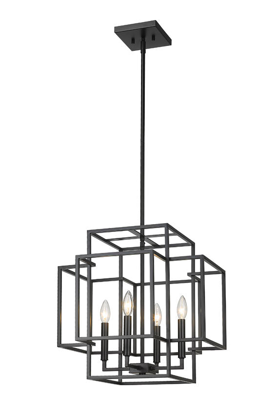 Z-Lite Titania 18" 4-Light Matte Black Steel Pendant Light