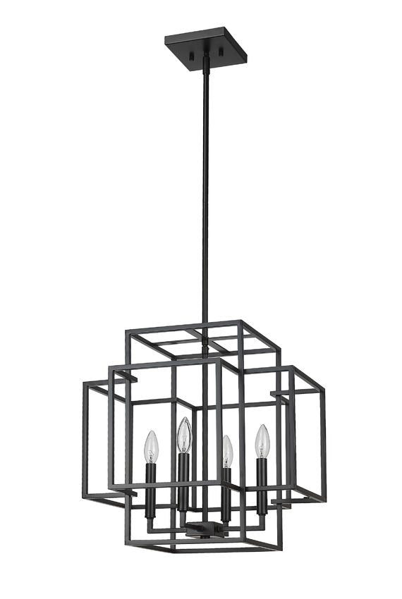 Z-Lite Titania 18" 4-Light Matte Black Steel Pendant Light