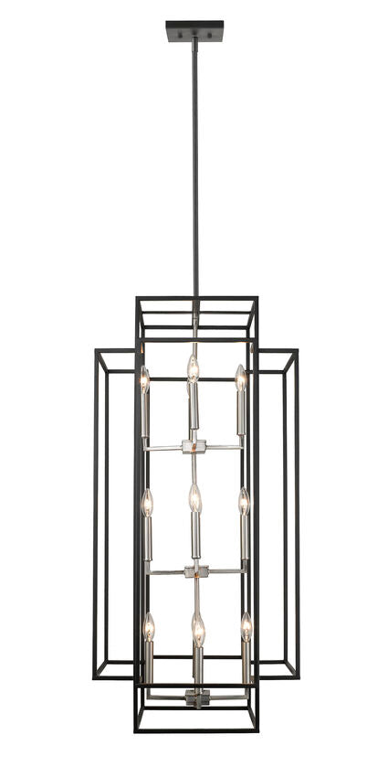 Z-Lite Titania 20" 12-Light Black and Brushed Nickel Steel Pendant Light