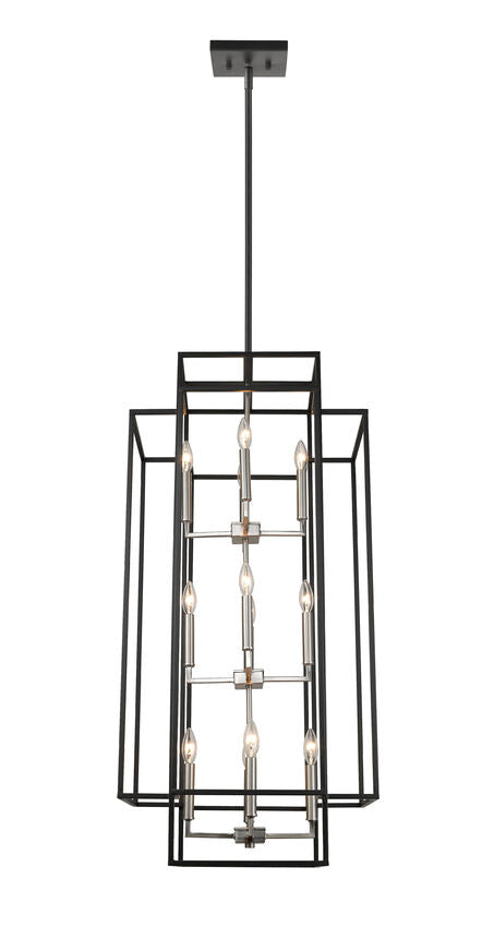 Z-Lite Titania 20" 12-Light Black and Brushed Nickel Steel Pendant Light