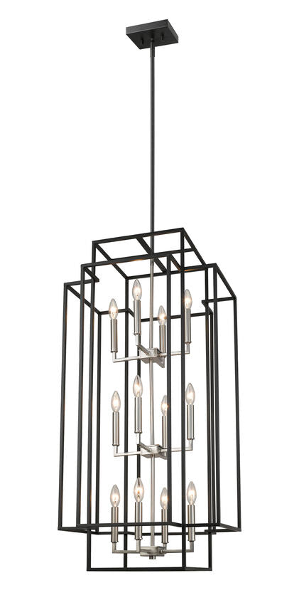 Z-Lite Titania 20" 12-Light Black and Brushed Nickel Steel Pendant Light