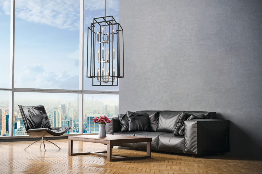 Z-Lite Titania 20" 12-Light Black and Brushed Nickel Steel Pendant Light