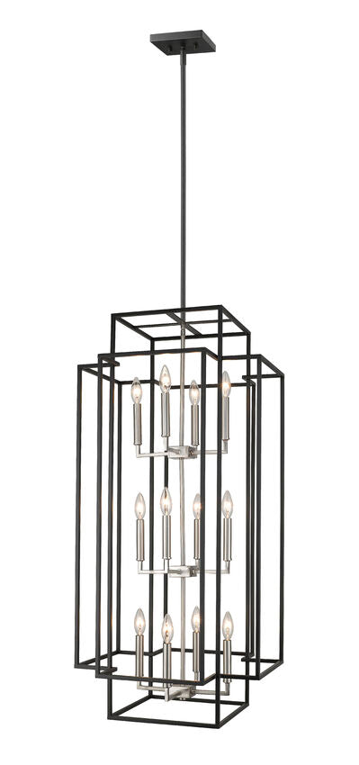 Z-Lite Titania 20" 12-Light Black and Brushed Nickel Steel Pendant Light