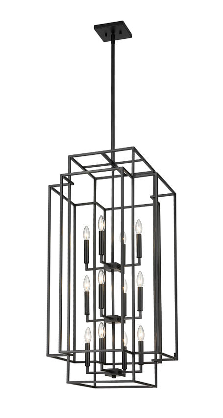 Z-Lite Titania 20" 12-Light Matte Black Steel Pendant Light