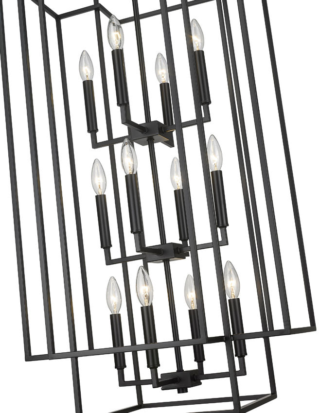 Z-Lite Titania 20" 12-Light Matte Black Steel Pendant Light