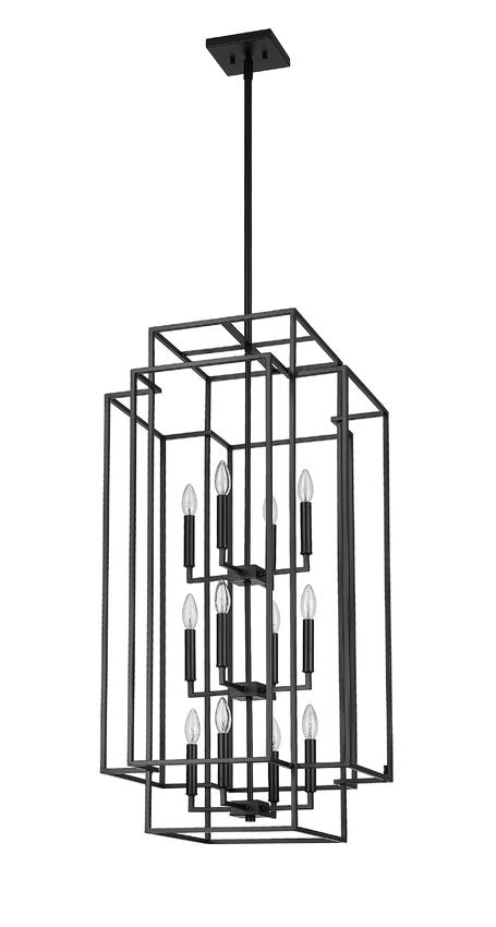Z-Lite Titania 20" 12-Light Matte Black Steel Pendant Light