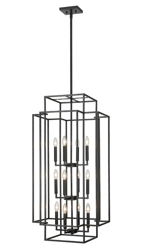 Z-Lite Titania 20" 12-Light Matte Black Steel Pendant Light