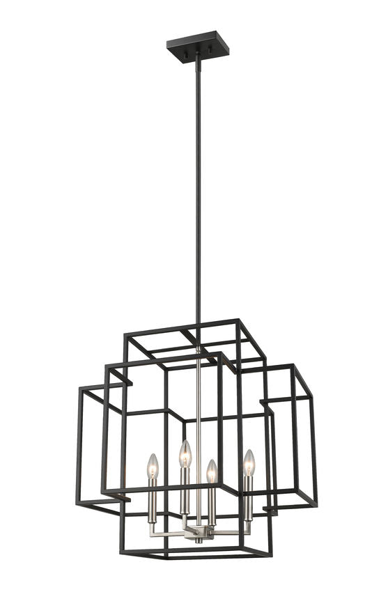 Z-Lite Titania 22" 4-Light Black and Brushed Nickel Steel Pendant Light