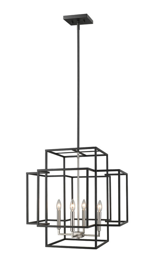 Z-Lite Titania 22" 4-Light Black and Brushed Nickel Steel Pendant Light