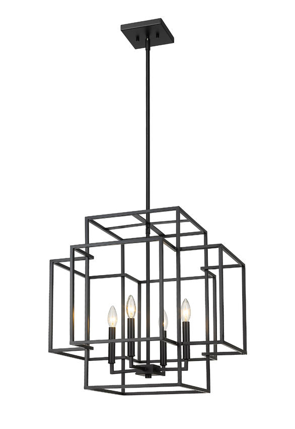 Z-Lite Titania 22" 4-Light Matte Black Steel Pendant Light