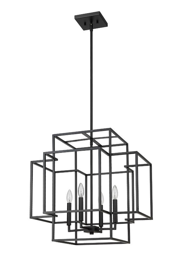 Z-Lite Titania 22" 4-Light Matte Black Steel Pendant Light