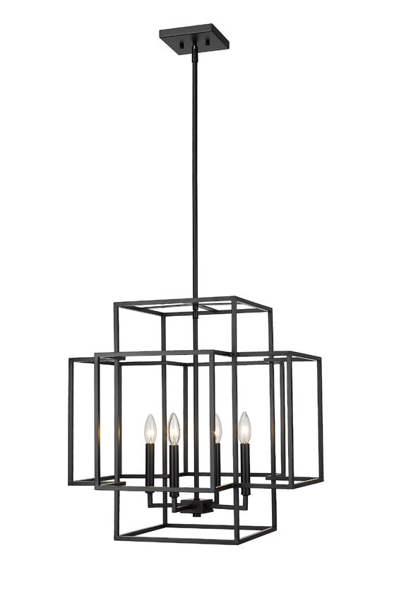 Z-Lite Titania 22" 4-Light Matte Black Steel Pendant Light