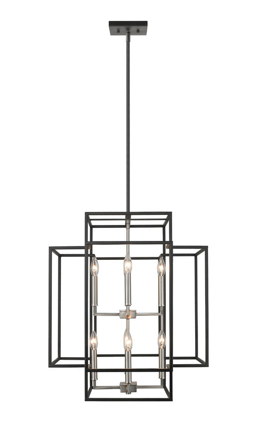 Z-Lite Titania 22" 8-Light Black and Brushed Nickel Steel Pendant Light