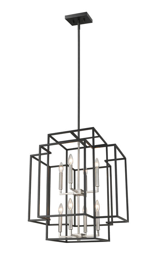 Z-Lite Titania 22" 8-Light Black and Brushed Nickel Steel Pendant Light