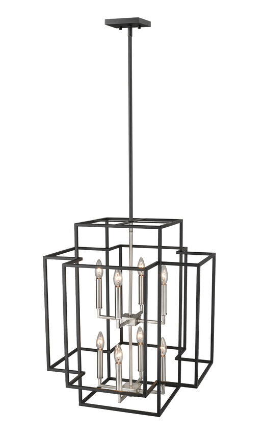 Z-Lite Titania 22" 8-Light Black and Brushed Nickel Steel Pendant Light