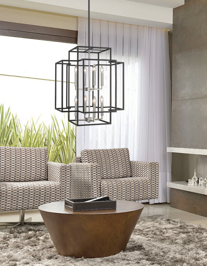 Z-Lite Titania 22" 8-Light Black and Brushed Nickel Steel Pendant Light