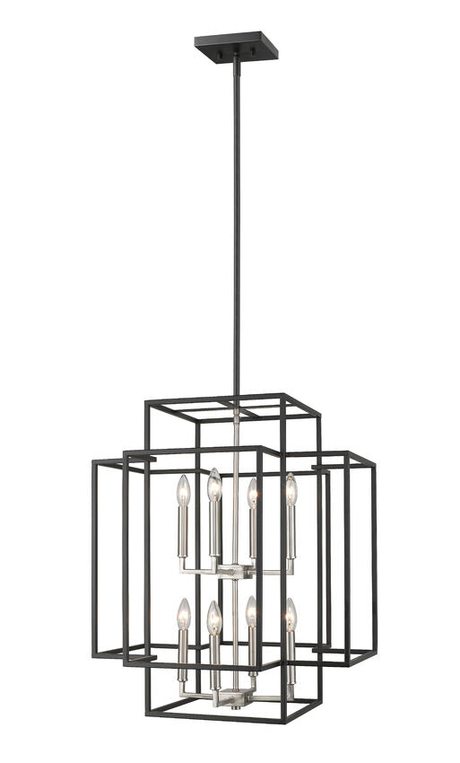 Z-Lite Titania 22" 8-Light Black and Brushed Nickel Steel Pendant Light
