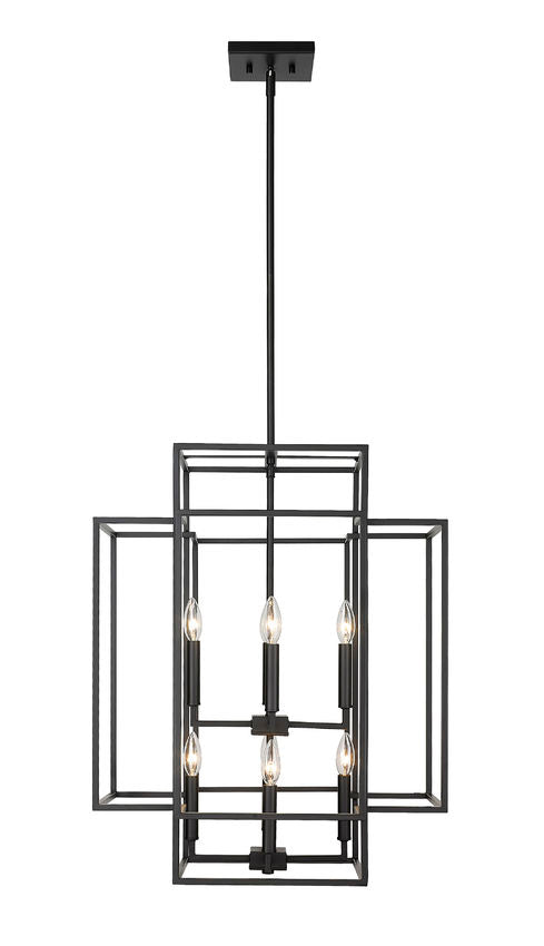 Z-Lite Titania 22" 8-Light Matte Black Steel Pendant Light