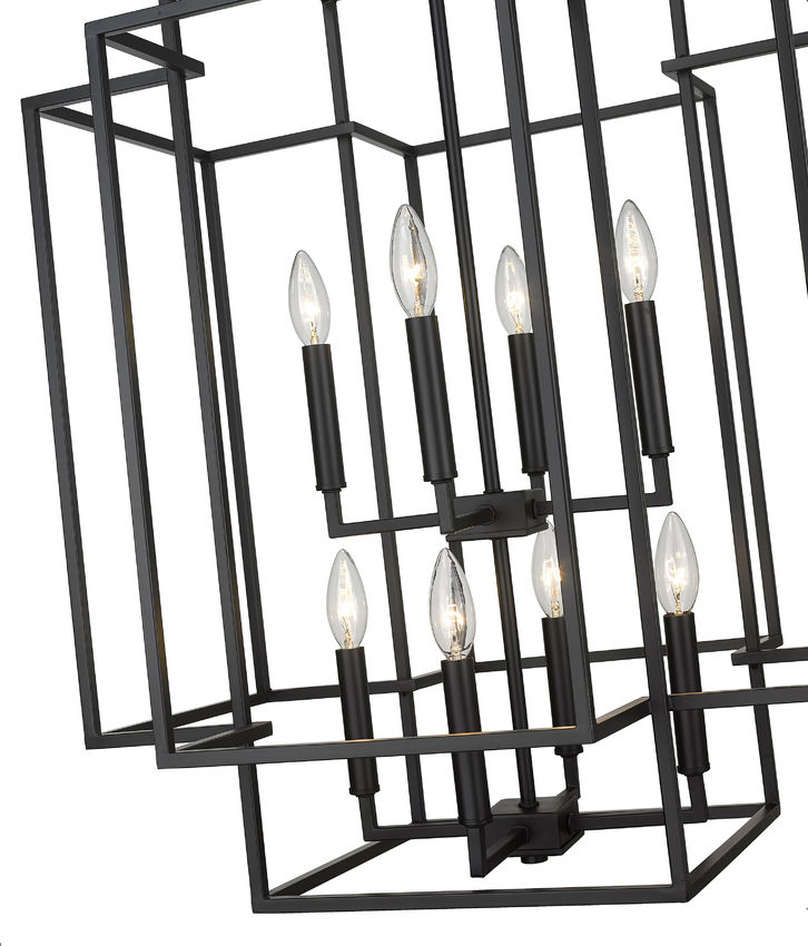 Z-Lite Titania 22" 8-Light Matte Black Steel Pendant Light