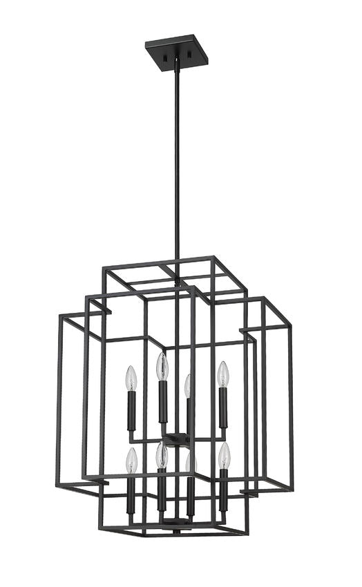 Z-Lite Titania 22" 8-Light Matte Black Steel Pendant Light