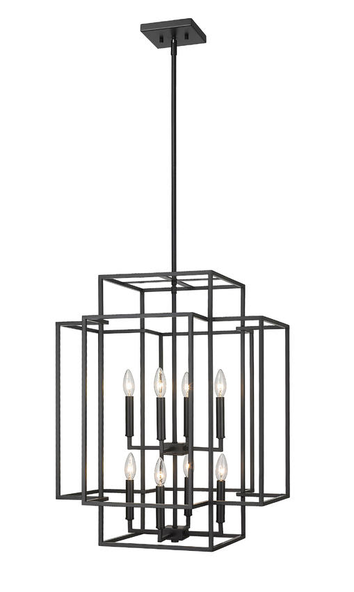 Z-Lite Titania 22" 8-Light Matte Black Steel Pendant Light