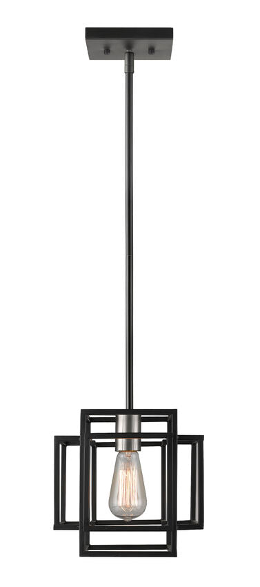 Z-Lite Titania 9" 1-Light Black and Brushed Nickel Steel Mini Pendant Light