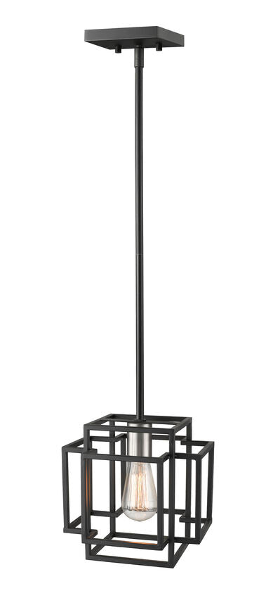 Z-Lite Titania 9" 1-Light Black and Brushed Nickel Steel Mini Pendant Light