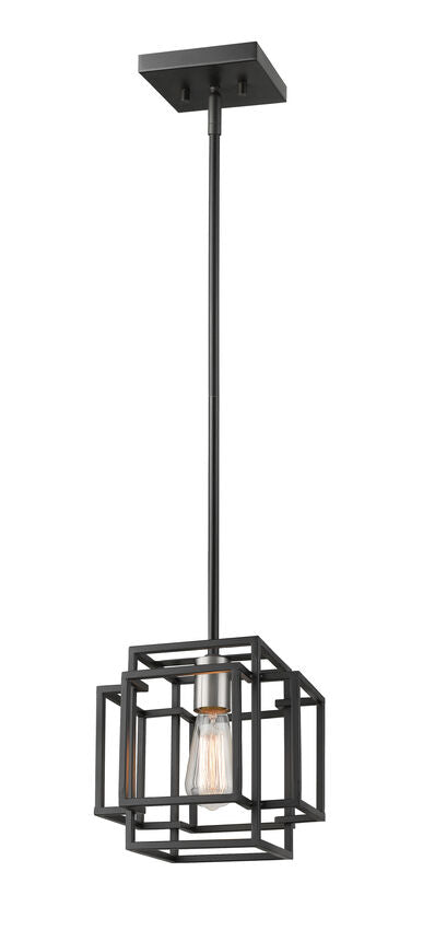 Z-Lite Titania 9" 1-Light Black and Brushed Nickel Steel Mini Pendant Light
