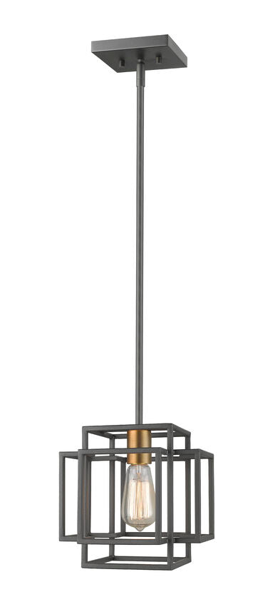 Z-Lite Titania 9" 1-Light Bronze and Olde Brass Steel Mini Pendant Light