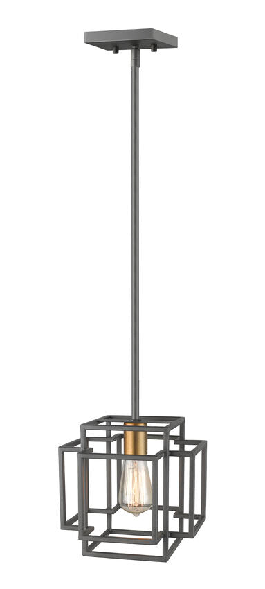Z-Lite Titania 9" 1-Light Bronze and Olde Brass Steel Mini Pendant Light