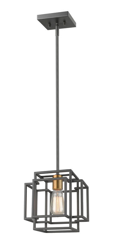 Z-Lite Titania 9" 1-Light Bronze and Olde Brass Steel Mini Pendant Light