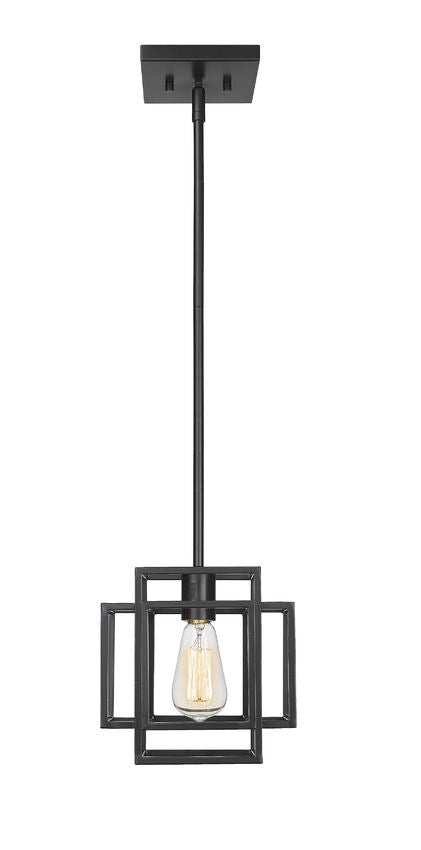 Z-Lite Titania 9" 1-Light Matte Black Steel Mini Pendant Light
