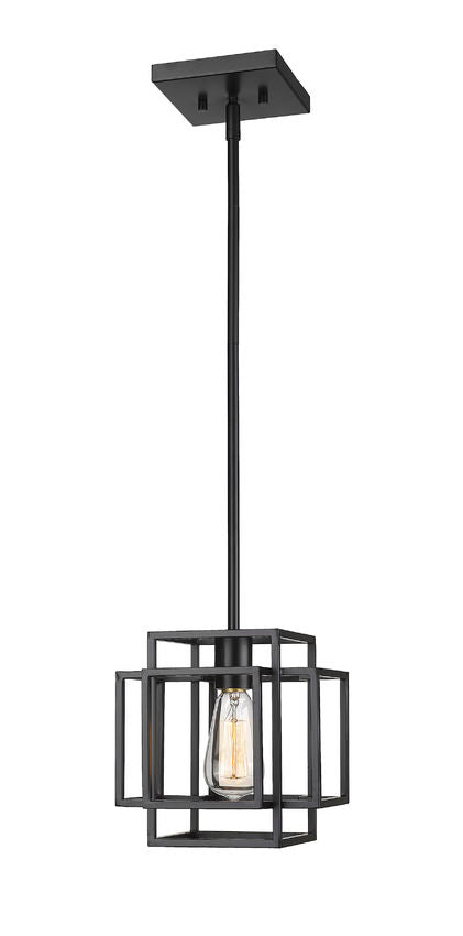Z-Lite Titania 9" 1-Light Matte Black Steel Mini Pendant Light