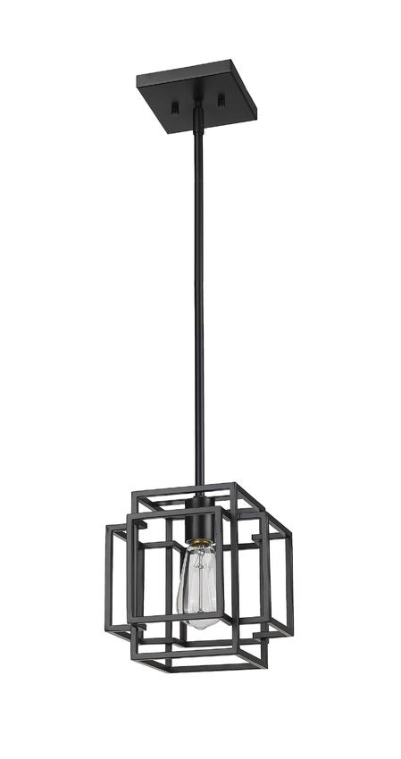 Z-Lite Titania 9" 1-Light Matte Black Steel Mini Pendant Light