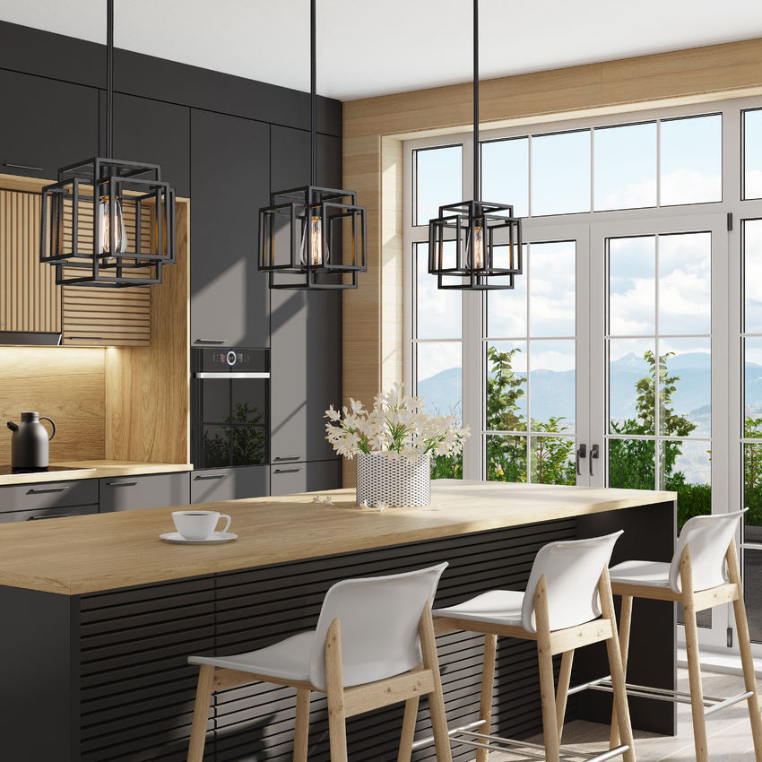 Z-Lite Titania 9" 1-Light Matte Black Steel Mini Pendant Light