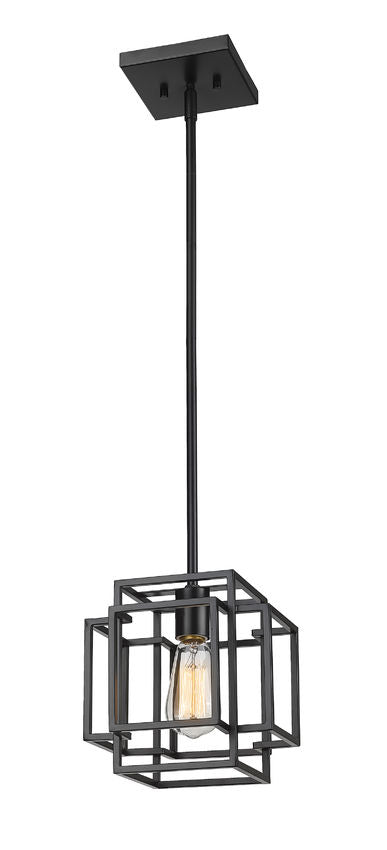 Z-Lite Titania 9" 1-Light Matte Black Steel Mini Pendant Light