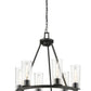 Z-Lite Titus 26" 6-Light Matte Black Steel Chandelier With Clear Glass Shade