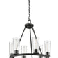 Z-Lite Titus 26" 6-Light Matte Black Steel Chandelier With Clear Glass Shade