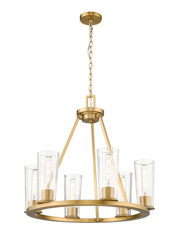 Z-Lite Titus 26" 6-Light Modern Gold Steel Chandelier With Clear Glass Shade