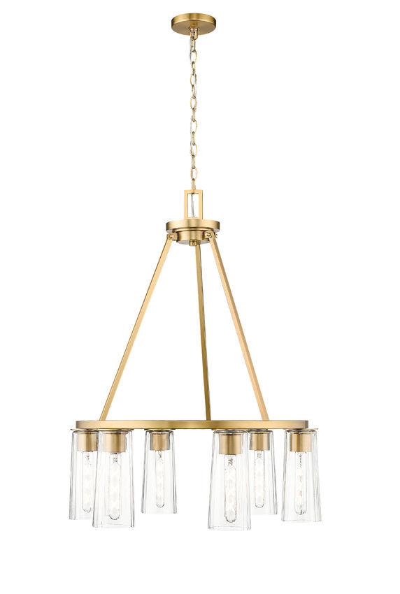 Z-Lite Titus 26" 6-Light Modern Gold Steel Chandelier With Clear Glass Shade