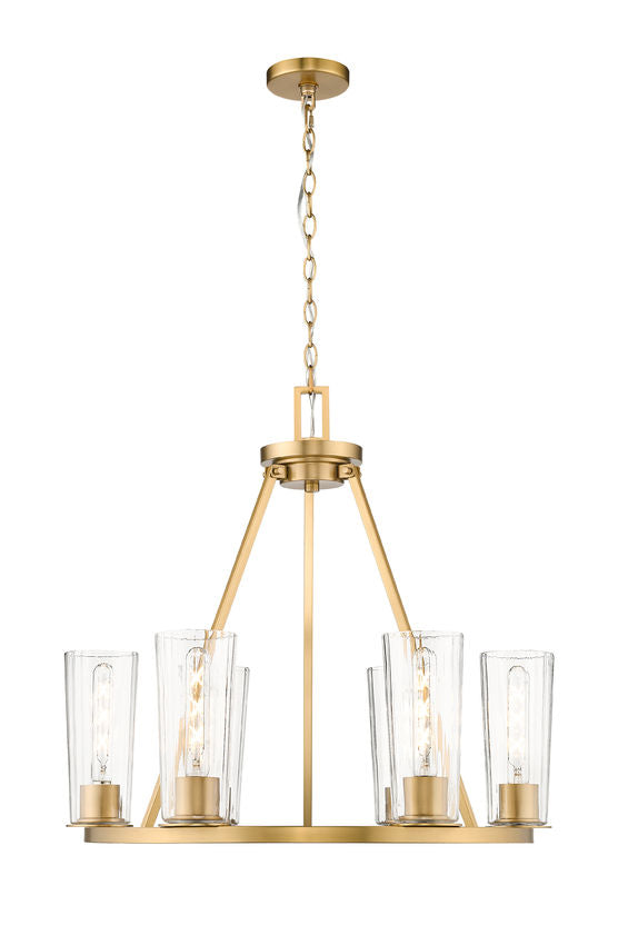 Z-Lite Titus 26" 6-Light Modern Gold Steel Chandelier With Clear Glass Shade