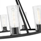 Z-Lite Titus 33" 8-Light Matte Black Steel Chandelier With Clear Glass Shade