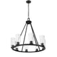 Z-Lite Titus 33" 8-Light Matte Black Steel Chandelier With Clear Glass Shade