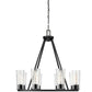 Z-Lite Titus 33" 8-Light Matte Black Steel Chandelier With Clear Glass Shade